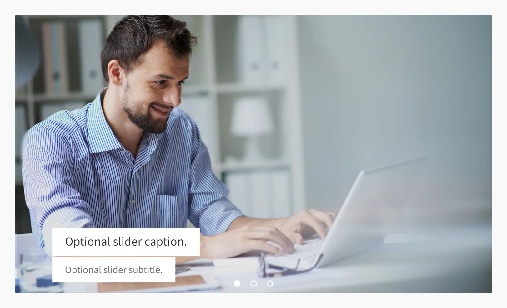 A simple slider showing one slide with a caption and subtitle over a photo