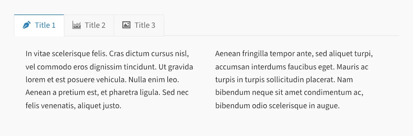 WPBakery's native Tabs element with an icon shown before each tab's title