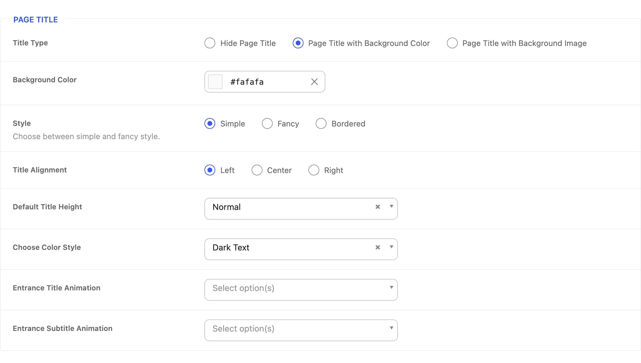 The Page Title section